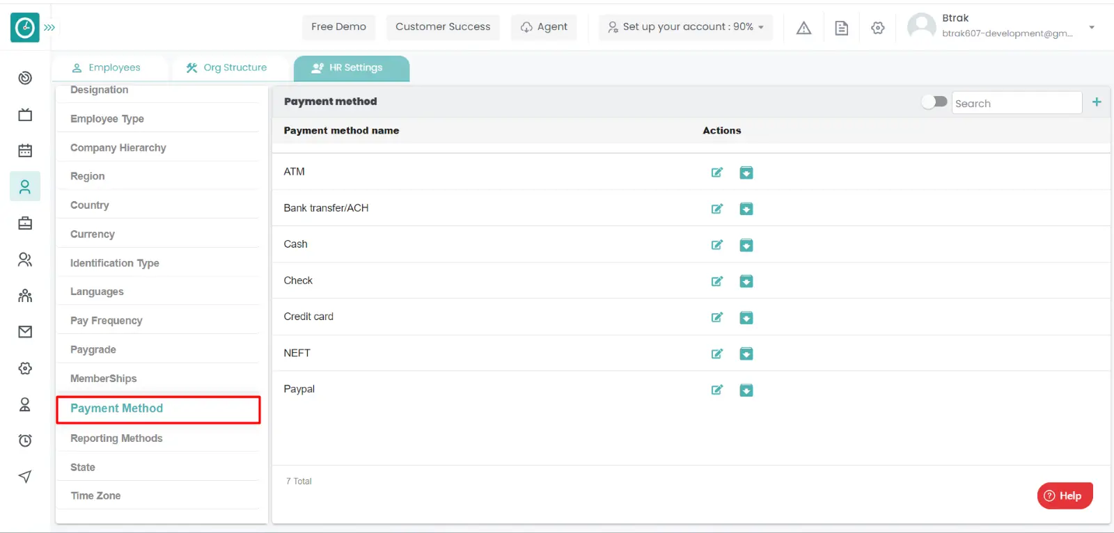 Archive Payment method