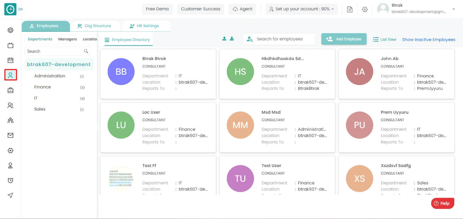 employee view in HR Tab