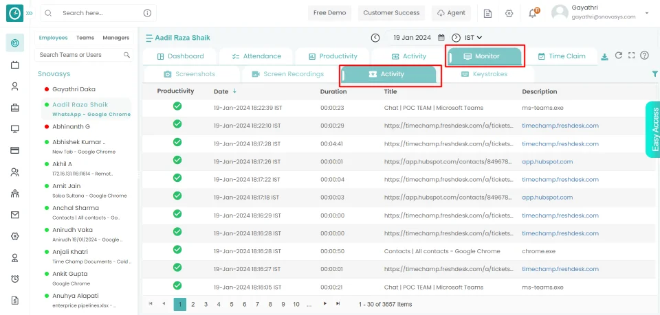 Employee Activity Module