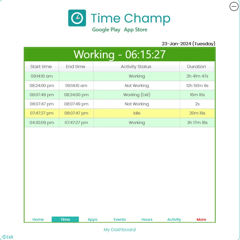 tracked hours